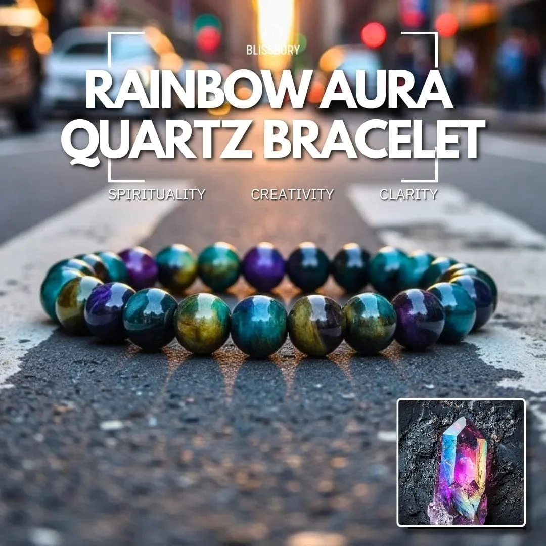 Rainbow Aura Quartz Bracelet - Spirituality, Creativity, Clarity (Large)